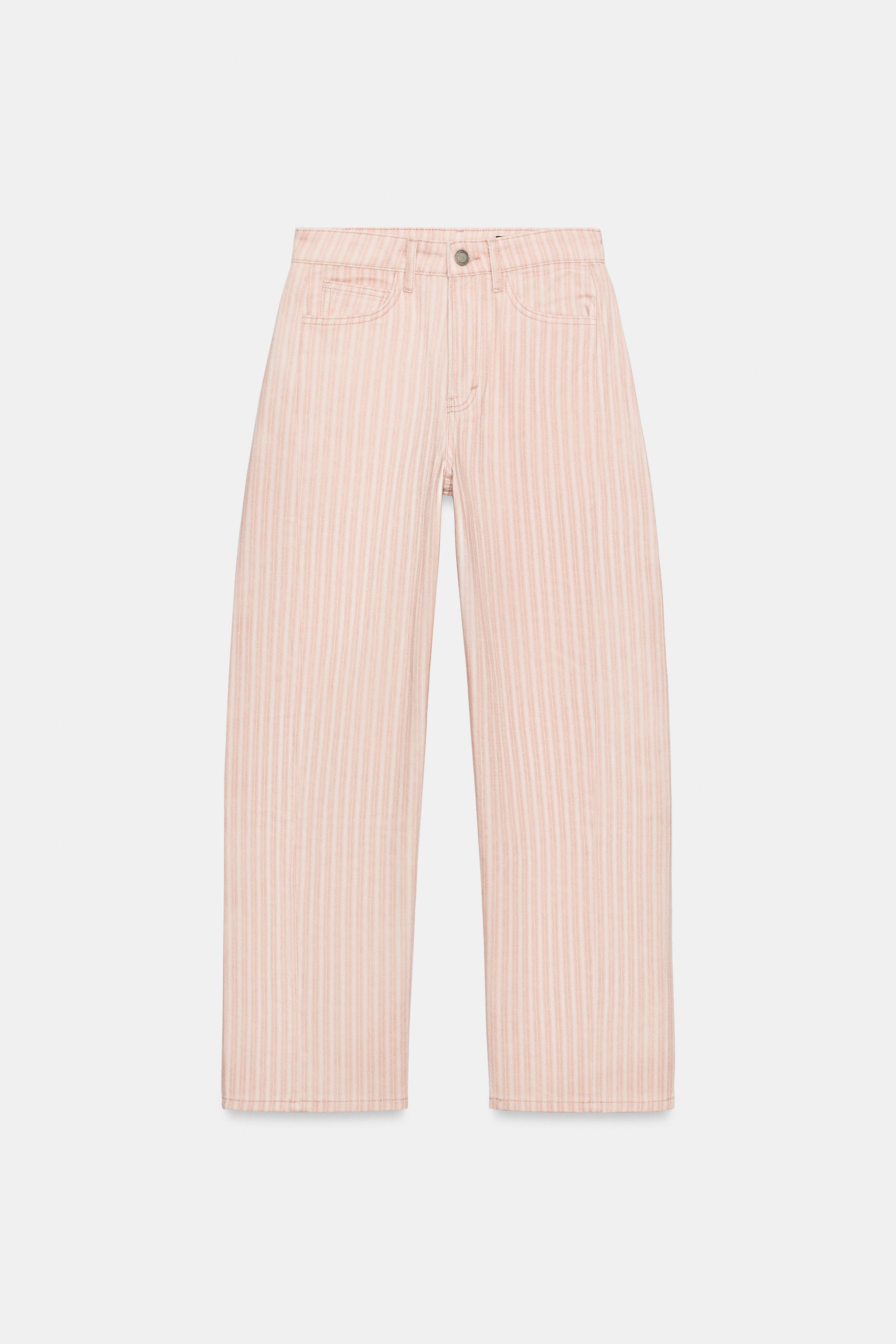 ZW COLLECTION MID-RISE STRIPED RELAXED STRAIGHT ANKLE JEANS
